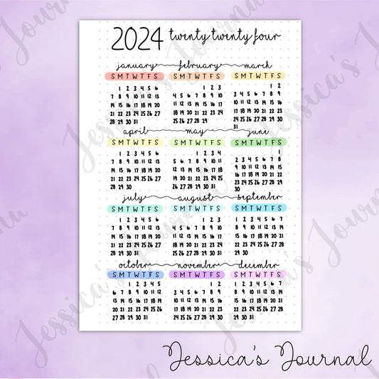 DIGITAL DOWNLOAD PDF 2024 Calendar | Journal Spread