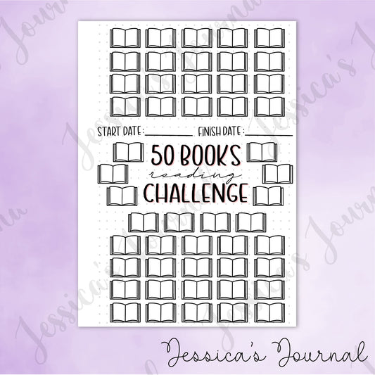 DIGITAL DOWNLOAD PDF 50 Books Reading Challenge | Journal Spread