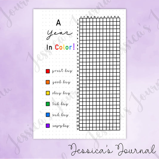 DIGITAL DOWNLOAD PDF A Year In Color | Journal Spread