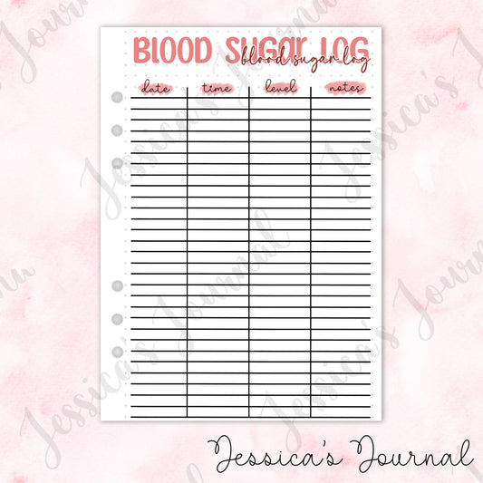 Blood Sugar Log | Journal Spread