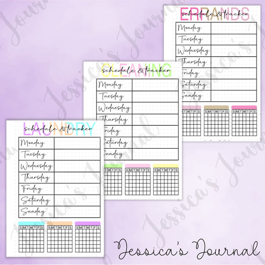 DIGITAL DOWNLOAD PDF Chore Schedule & Tracker | Journal Spread