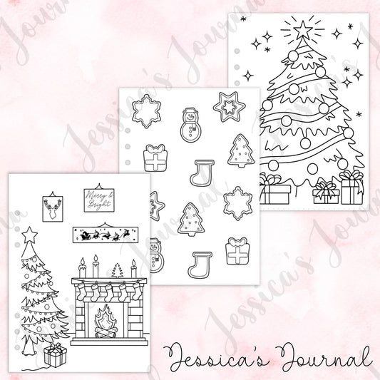 Christmas Themed Coloring Pages | Journal Spreads