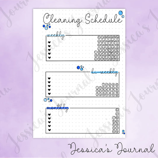 DIGITAL DOWNLOAD PDF Cleaning Schedule | Journal Spread