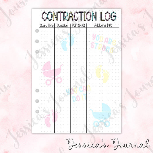Contraction Log | Pregnancy Journal Spread