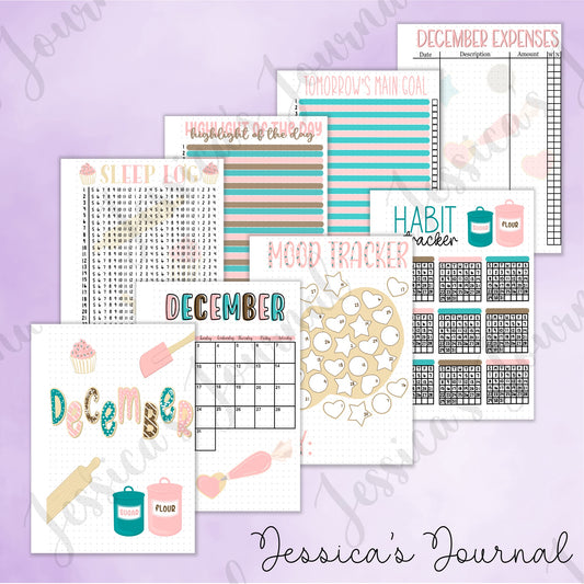 Digital Download PDF December Baking Themed Monthly Spreads | 2024