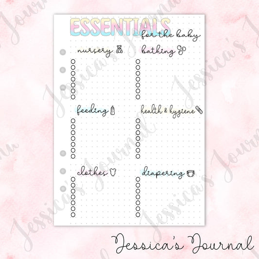 Essentials For The Baby | Pregnancy Journal Spread