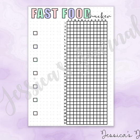 DIGITAL DOWNLOAD PDF Fast Food Tracker | Journal Spread