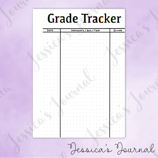 DIGITAL DOWNLOAD PDF Grade Tracker | Journal Spread