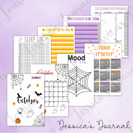 Digital Download PDF October Halloween Themed Monthly Spreads | 2024