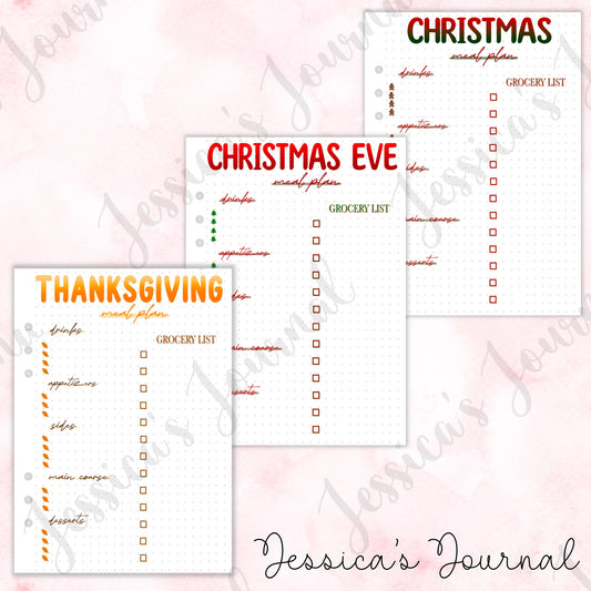 Holiday Meal Plan | Journal Spread