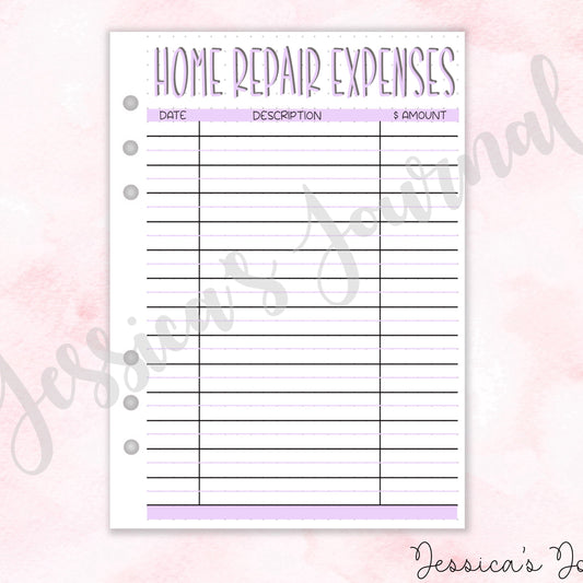Home Repair Expenses Tracker | Journal Spread
