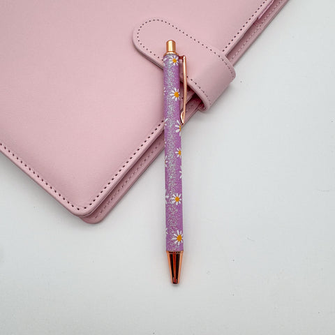 Floral Glitter Ballpoint Pen
