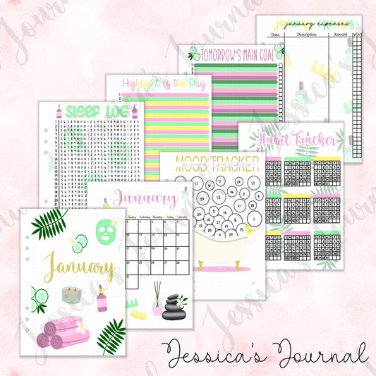 January Spa Themed Monthly Spreads | 2024