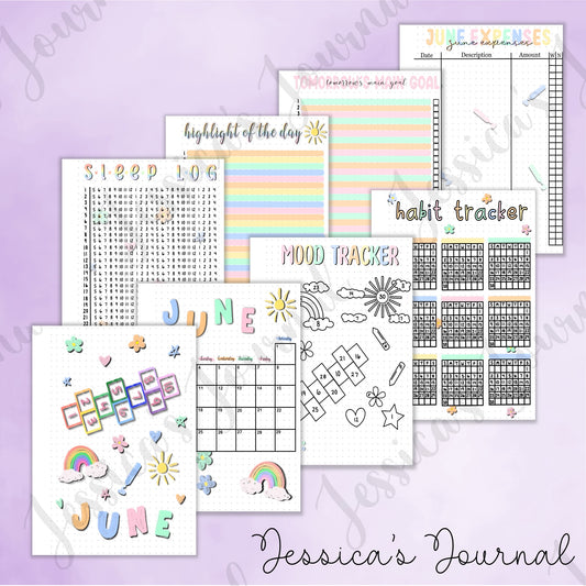 Digital Download PDF June Chalk Themed Monthly Spreads | 2024