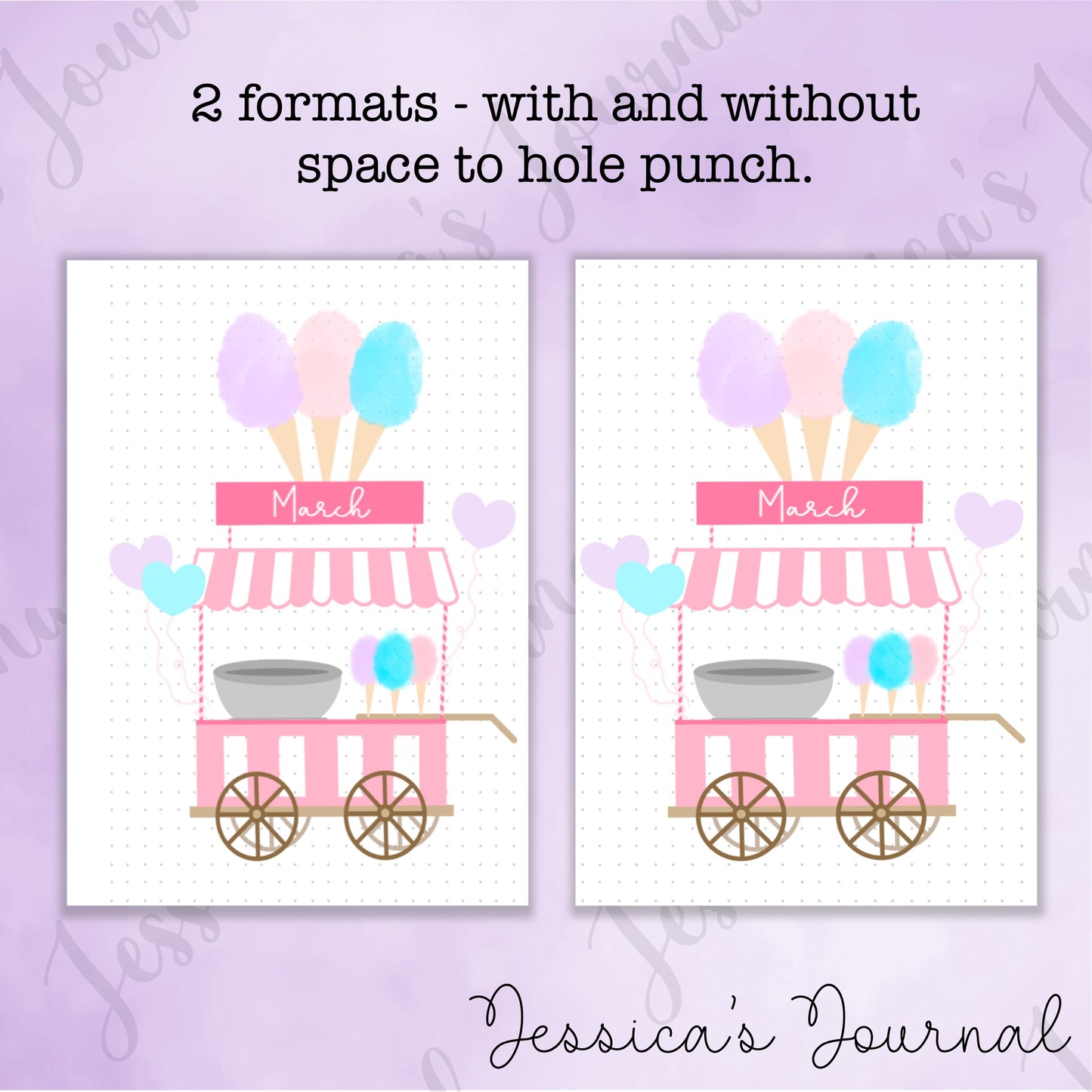 Digital Download PDF March Cotton Candy Themed Monthly Spreads | 2024