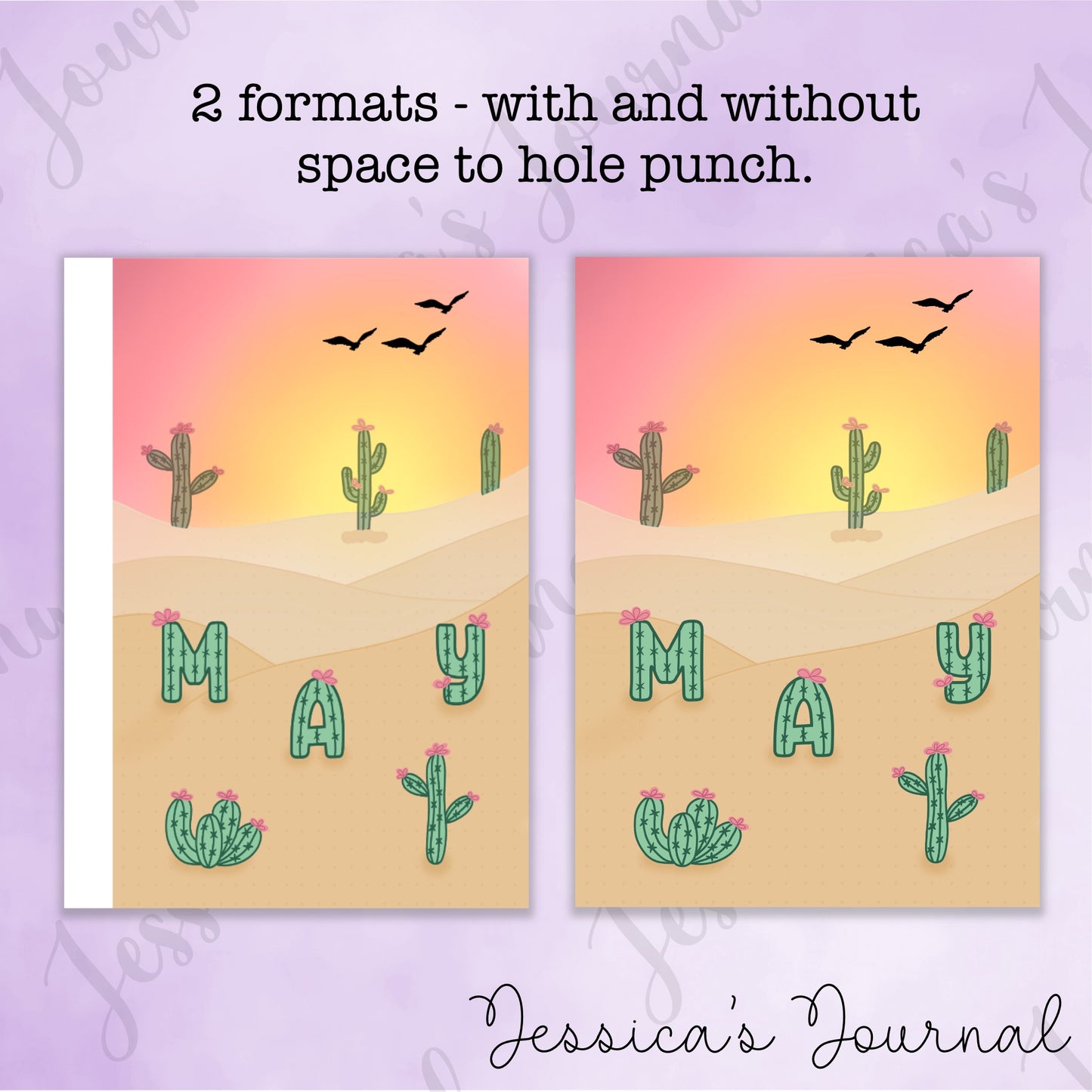 Digital Download PDF May Desert Sunset Themed Monthly Spreads | 2024