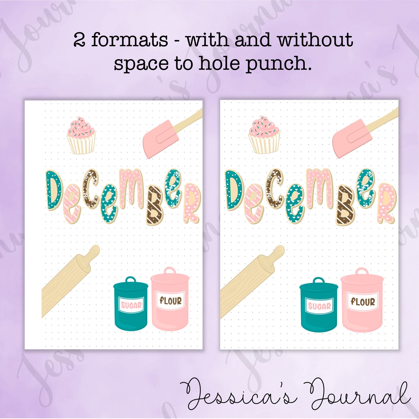 Digital Download PDF December Baking Themed Monthly Spreads | 2024