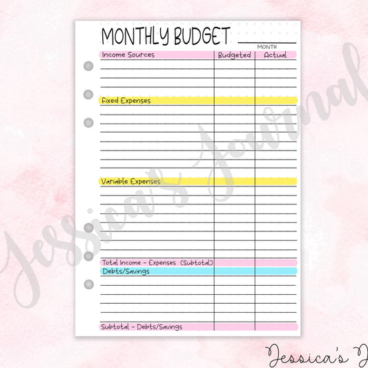 Monthly Budget Tracker | Journal Spread