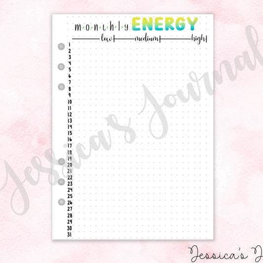 Monthly Energy Tracker | Journal Spread