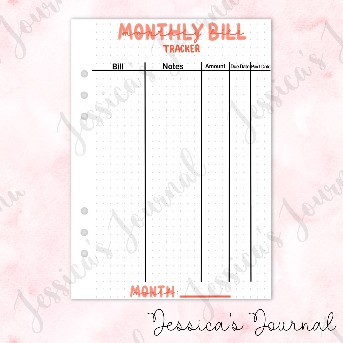 Monthly Bill Tracker | Journal Spread