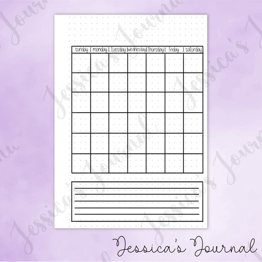DIGITAL DOWNLOAD PDF Monthly Overview | Journal Spread