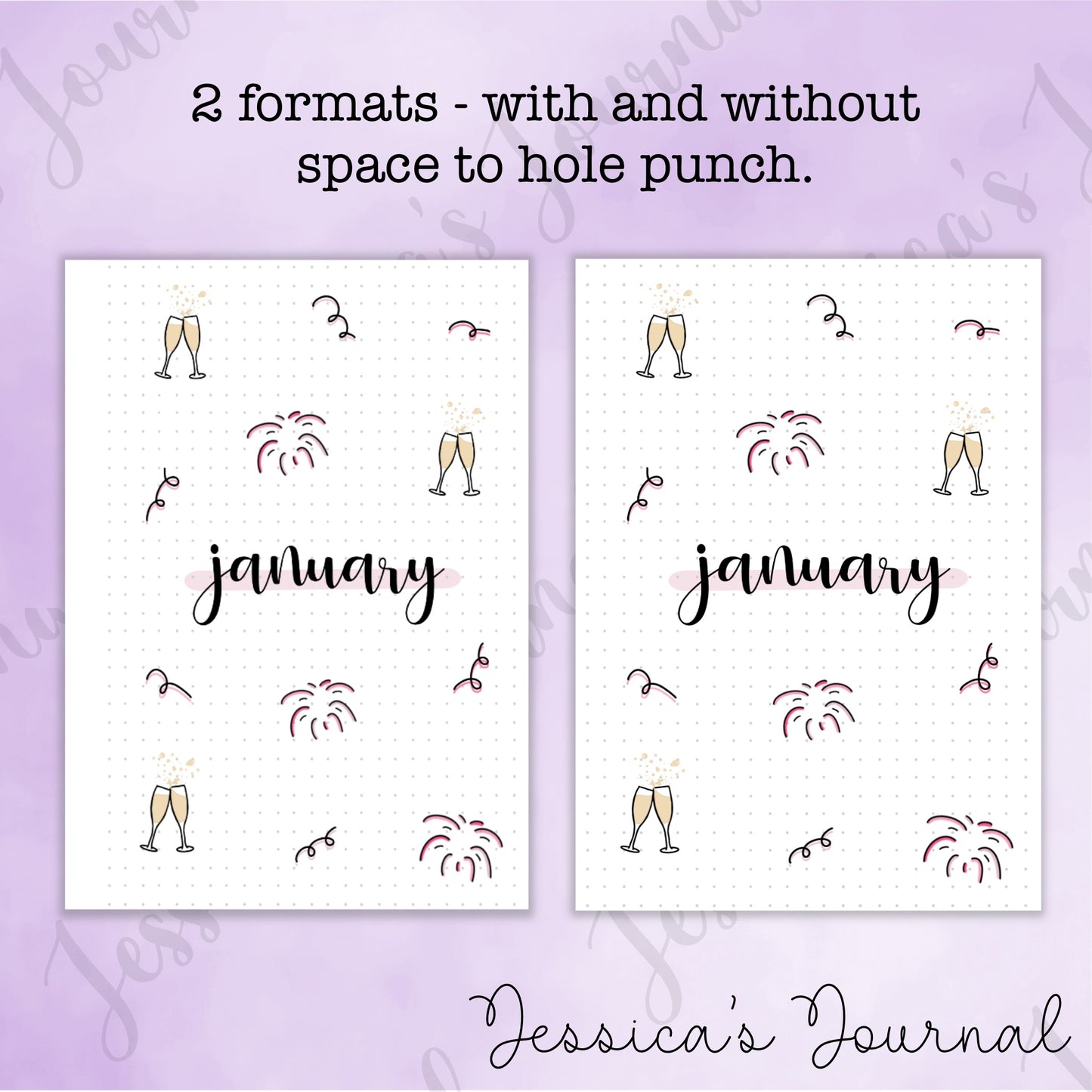 Digital Download PDF January New Year Themed Monthly Spreads | 2024