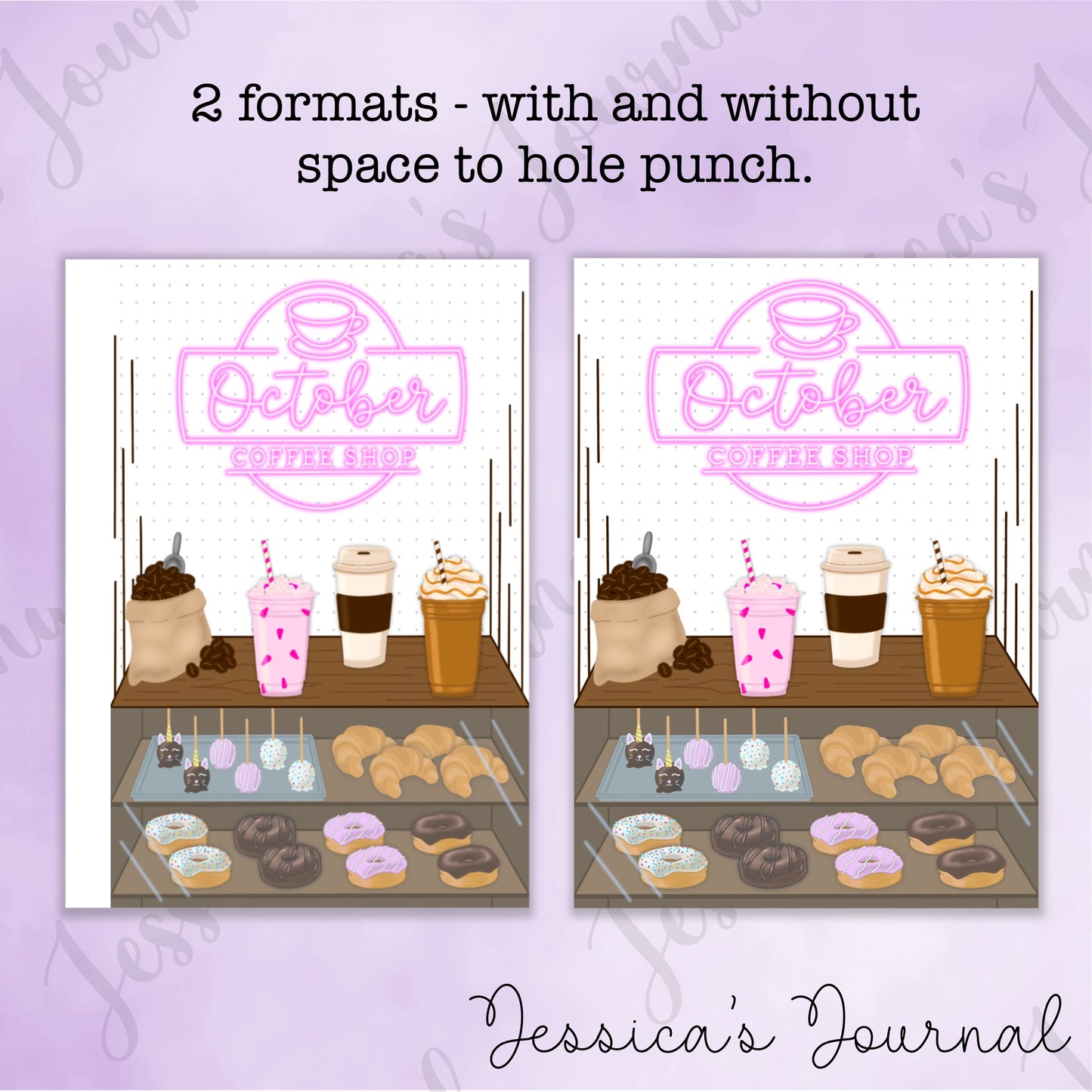 Digital Download PDF October Coffee Shop Themed Monthly Spreads | 2024