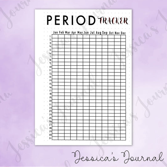 DIGITAL DOWNLOAD PDF Period Tracker | Journal Spread