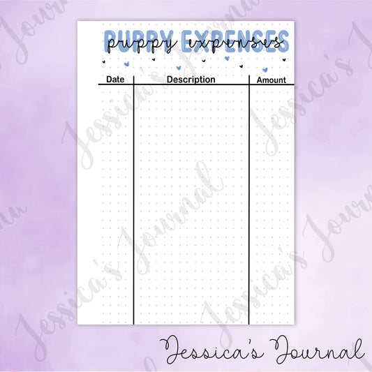 DIGITAL DOWNLOAD PDF Puppy Expense Tracker | Journal Spread
