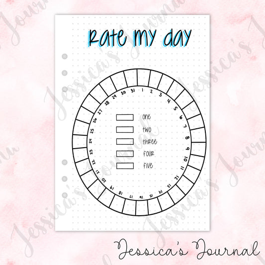 Monthly Rate My Day Tracker | Journal Spread