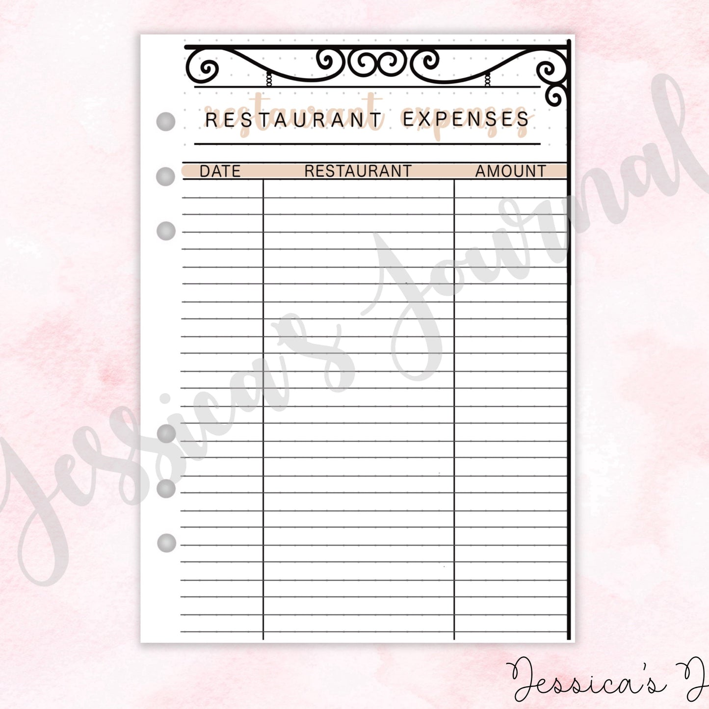 Restaurant Expenses Tracker | Journal Spread