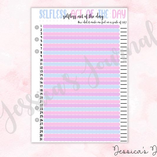Selfless Act Of The Day Tracker | Journal Spread