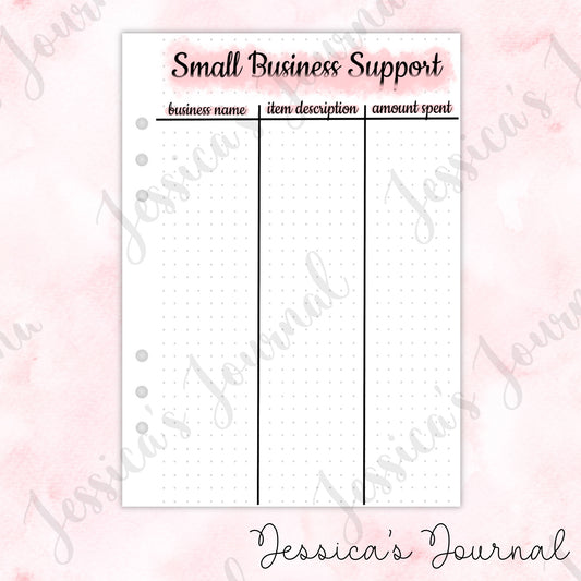 Small Business Support Tracker | Journal Spread