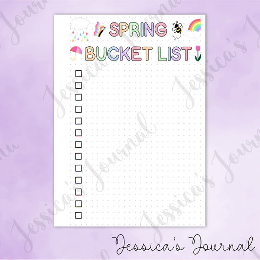 DIGITAL DOWNLOAD PDF Spring Bucket List | Journal Spread