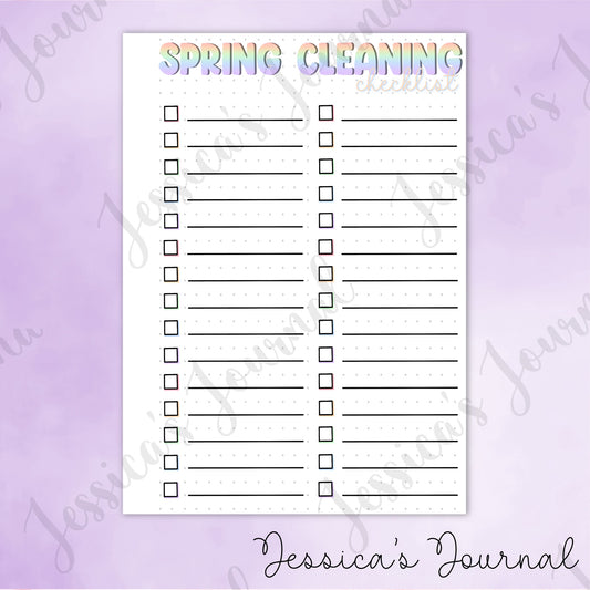 DIGITAL DOWNLOAD PDF Spring Cleaning Checklist | Journal Spread