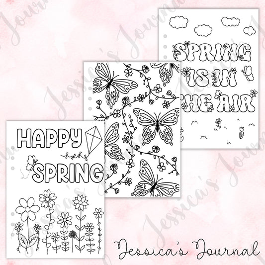 Spring Themed Coloring Pages | Journal Spreads