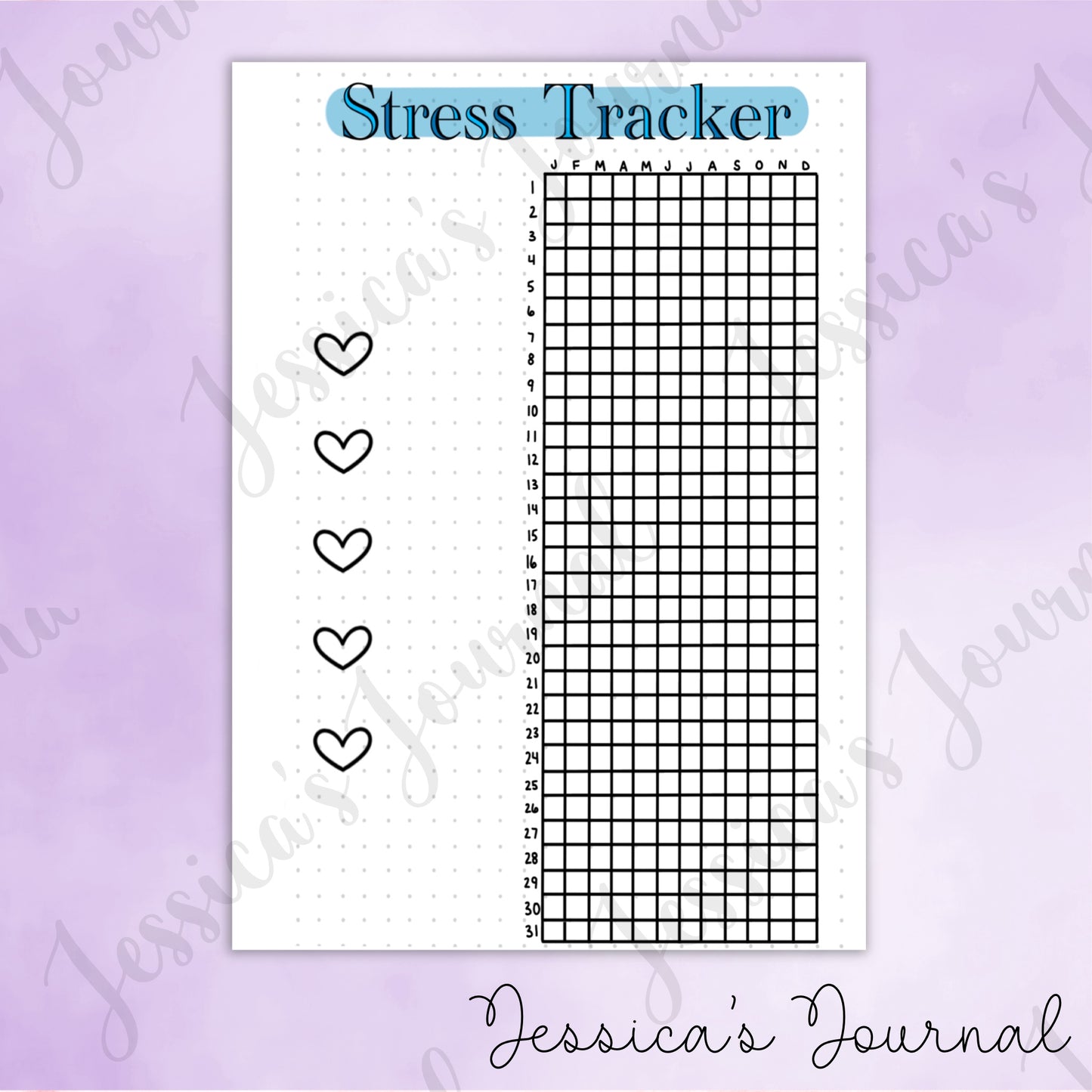 DIGITAL DOWNLOAD PDF Stress Tracker | Journal Spread