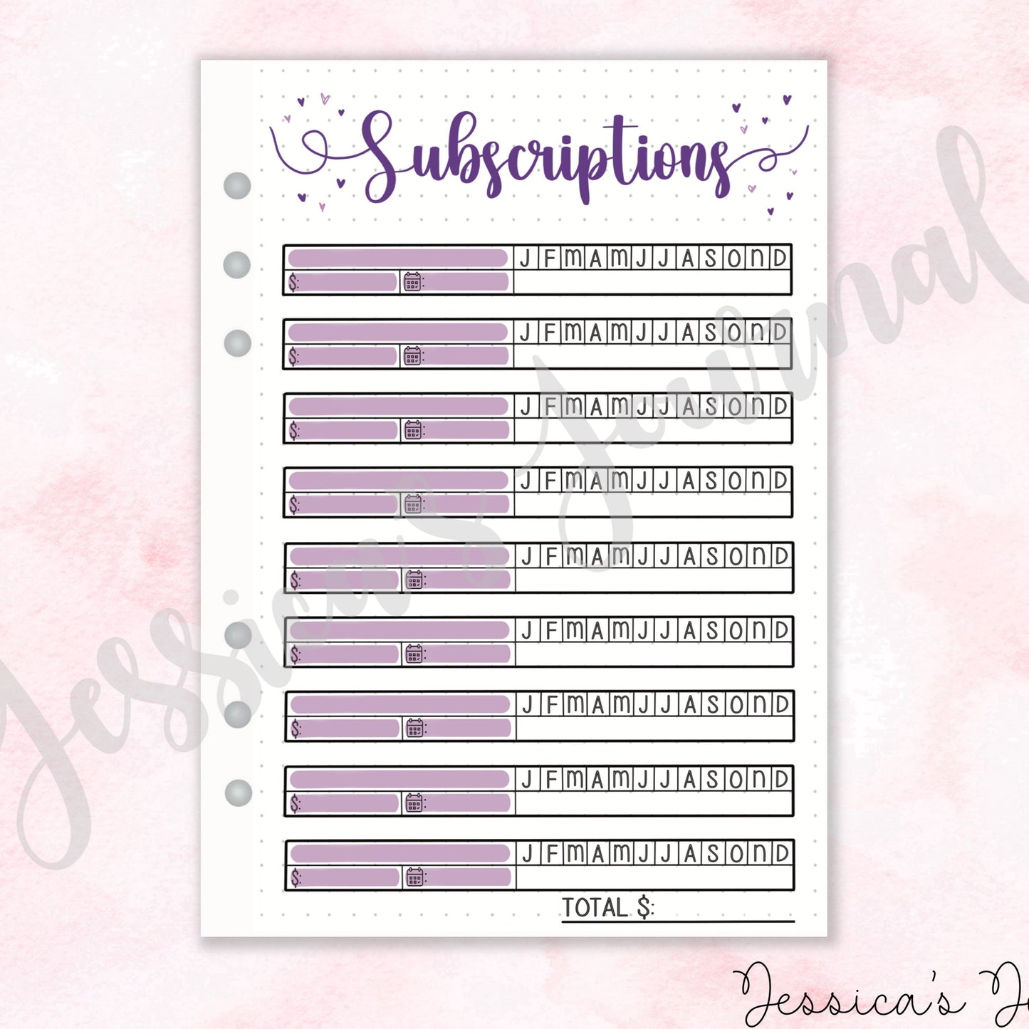 Subscriptions Log | Journal Spread