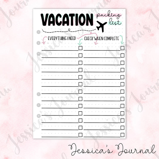 Vacation Packing List | Journal Spread