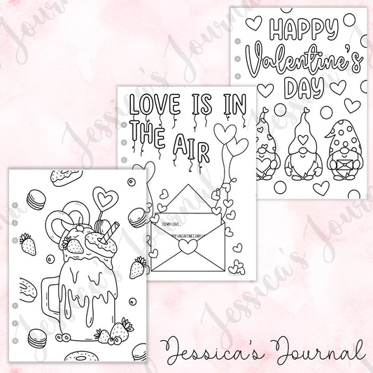 Valentine's Themed Coloring Pages | Journal Spreads