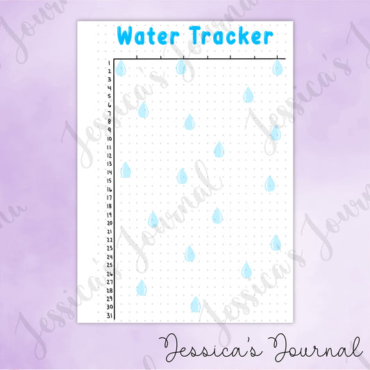 DIGITAL DOWNLOAD PDF Monthly Water Tracker | Journal Spread