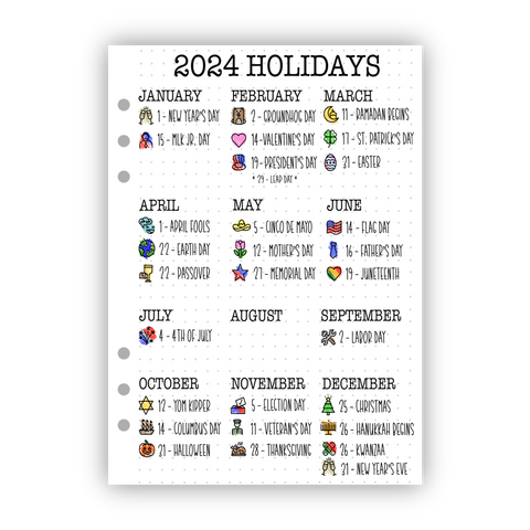 2024 Holidays