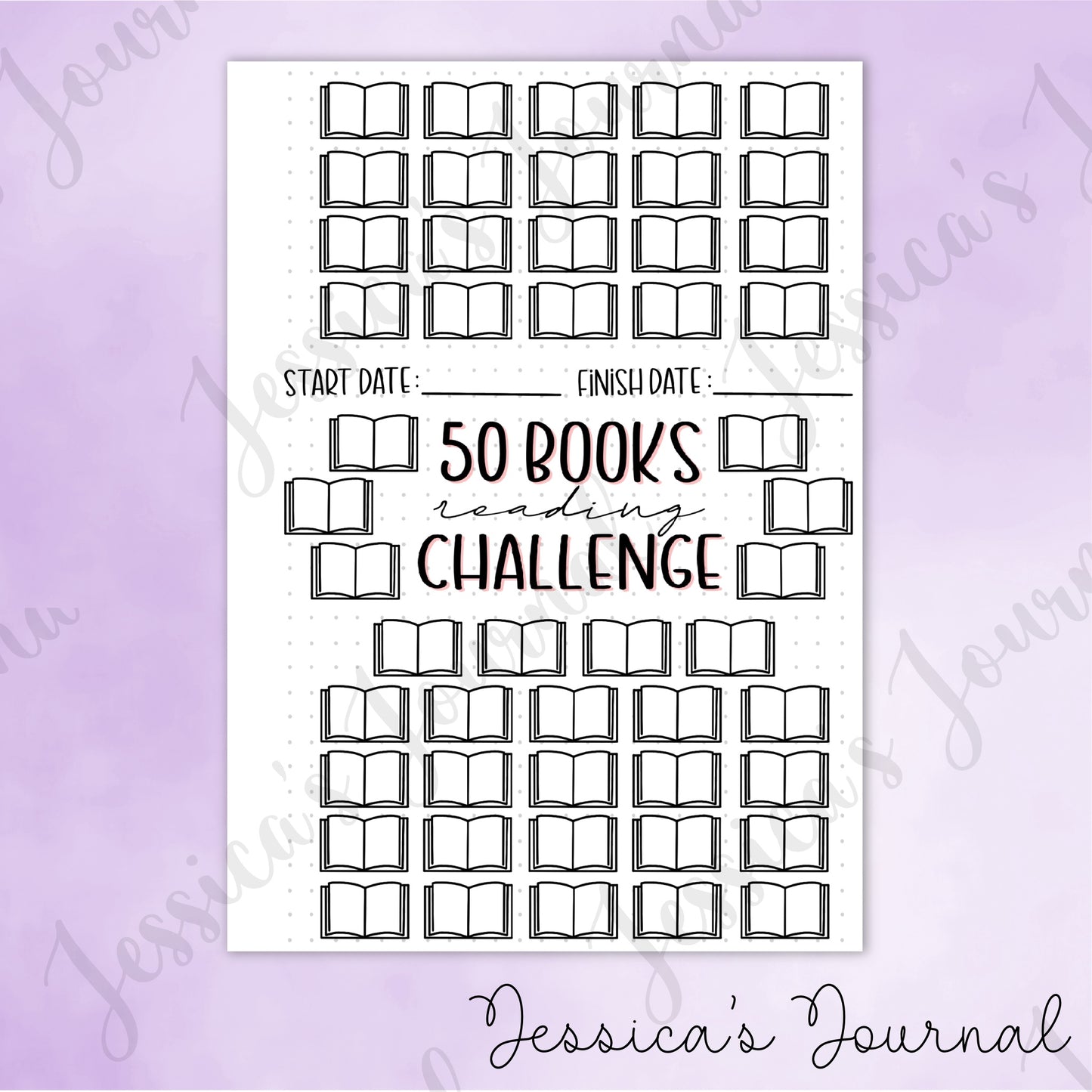 DIGITAL DOWNLOAD PDF 50 Books Reading Challenge | Journal Spread