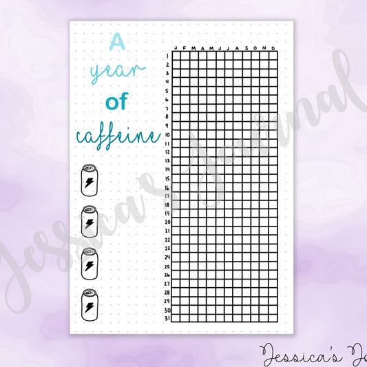 DIGITAL DOWNLOAD PDF A Year of Caffeine Tracker | Journal Spread