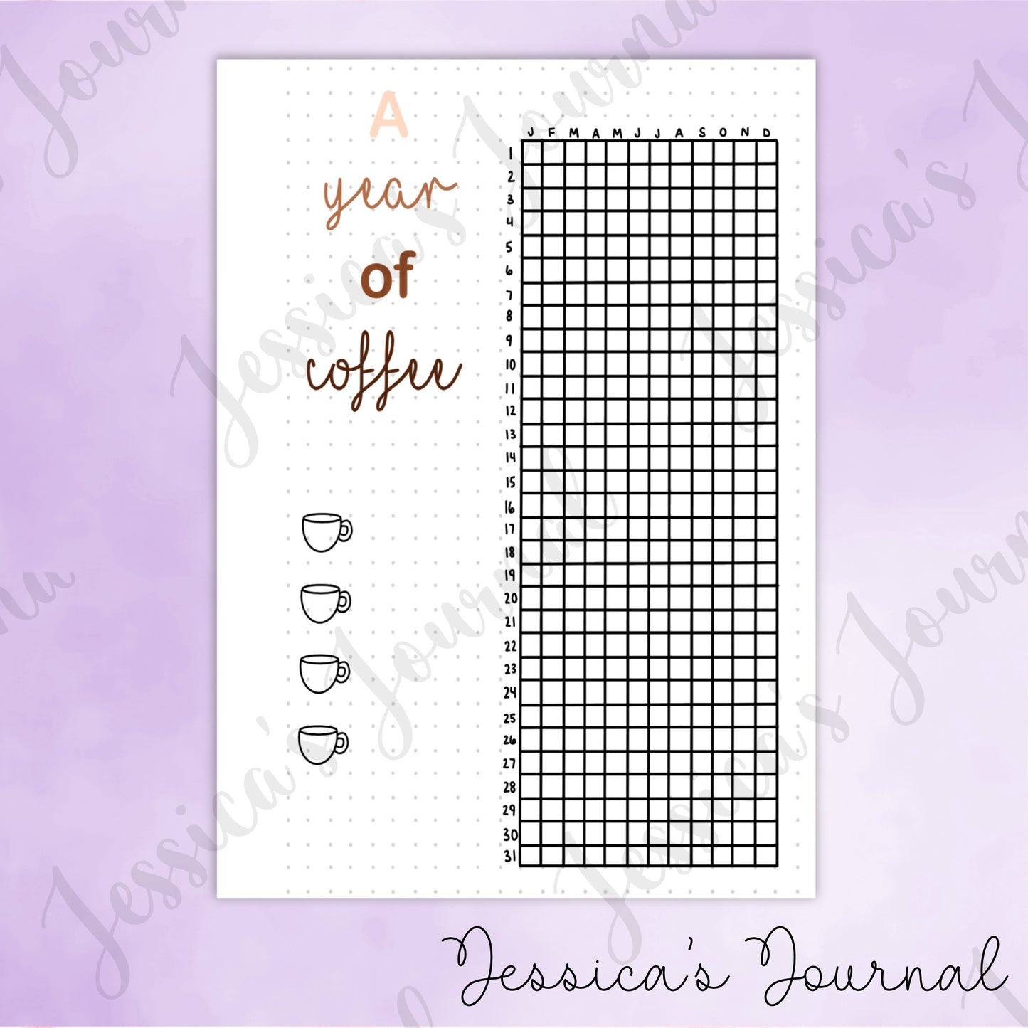 DIGITAL DOWNLOAD PDF A Year Of Coffee | Journal Spread