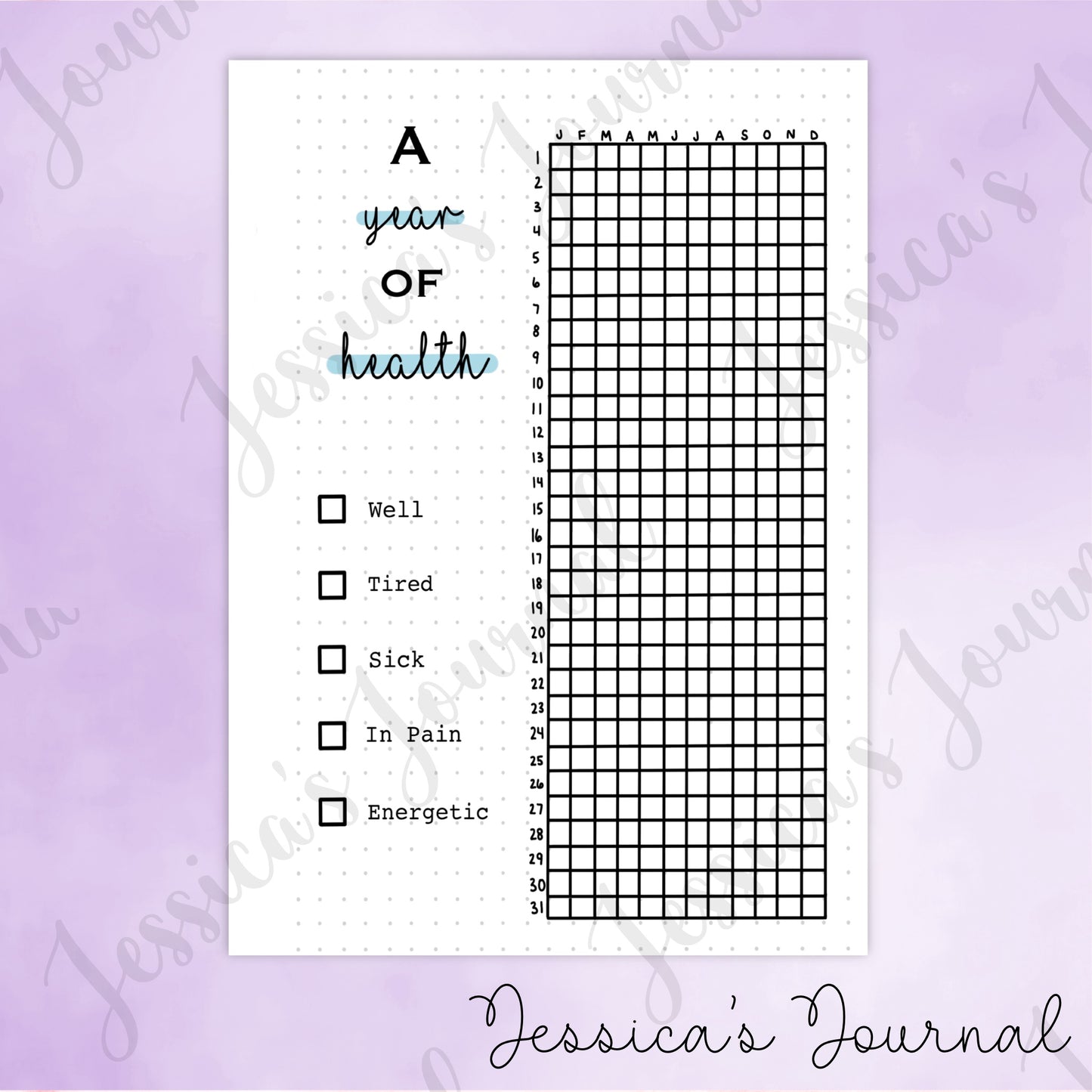 DIGITAL DOWNLOAD PDF A Year Of Health | Journal Spread