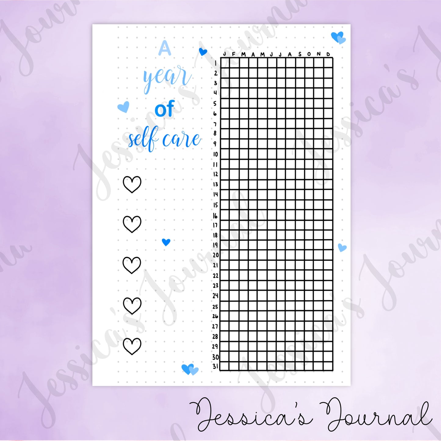 DIGITAL DOWNLOAD PDF A Year Of Self Care | Journal Spread