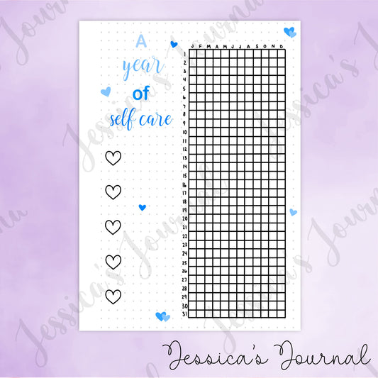 DIGITAL DOWNLOAD PDF A Year Of Self Care | Journal Spread