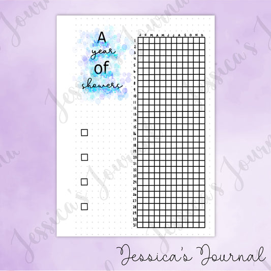 DIGITAL DOWNLOAD PDF Shower Tracker | Journal Spread