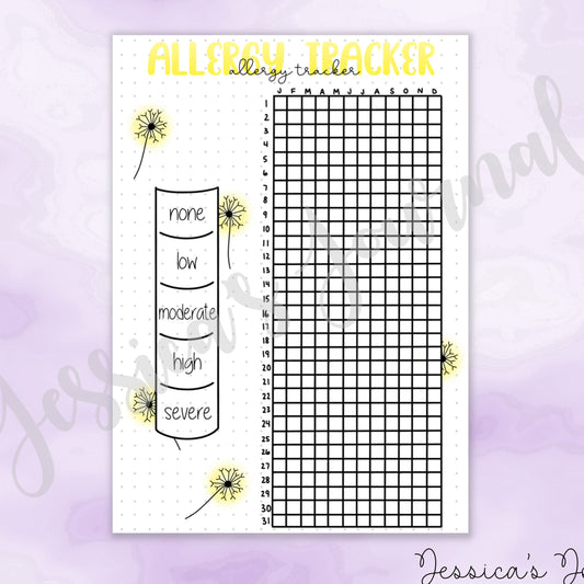 DIGITAL DOWNLOAD PDF Allergy Tracker | Journal Spread